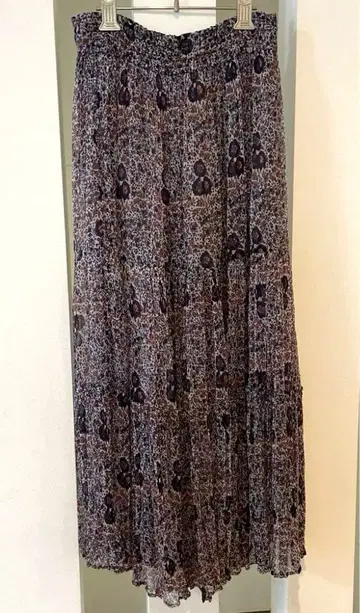 허그아워 누키테파 콜라보 플레어 롱 스커트 꽃무늬 마사키