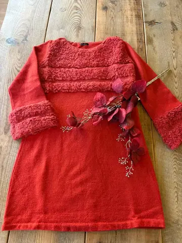 TO BE CHIC 니트 빨간색 튜닉 크리스마스에 귀여운