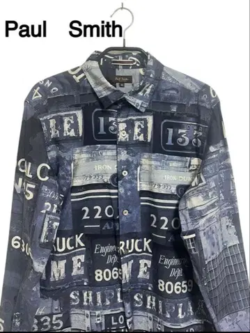 폴 스미스 프린트 패턴 긴팔 셔츠 네이비 계열 패턴 셔츠 구제 의류