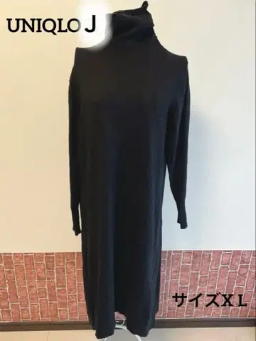 유니클로 J 블랙 터틀넥 롱 울 원피스 유니클로 빅 XL