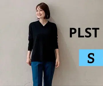 [ PLST ] 엑스트라 파인 메리노울 블렌드 V넥 스웨터 S 블랙