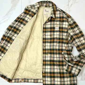 [ 새상품급 최근 ] 파파스 다운 자켓 셔츠 로고 버튼 체크 올 패턴