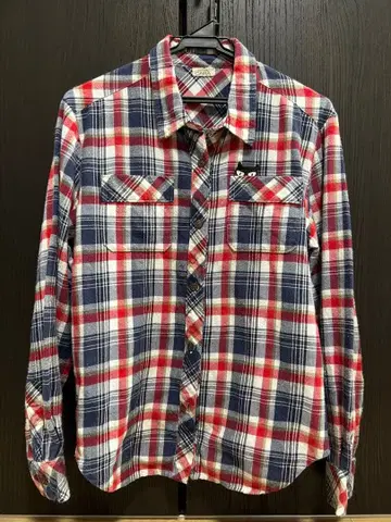 HIKOSEN CARA 체크 무늬 긴팔 셔츠 고양이 자수