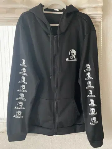 스컬 블랙 zip 후드티 XXL
