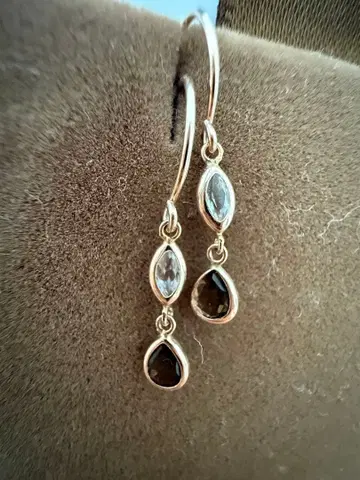 골드 스모키 쿼츠 링 귀걸이 K10