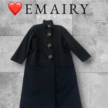 선착순 새상품급 EMAIRY 고급 소재 캐시미어 100 블랙 롱 코트 M