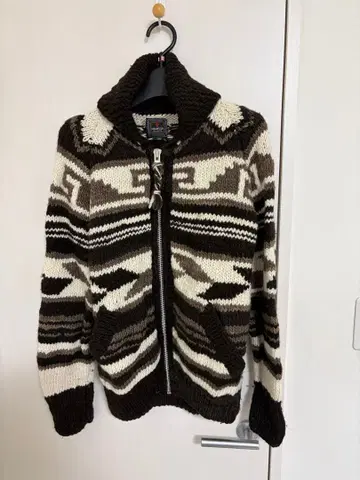 CHAMULA 집업 스웨터 브라운 아이보리