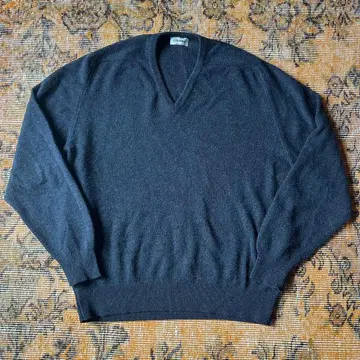 GLENMAC 캐시미어 V넥 니트 XL 차콜