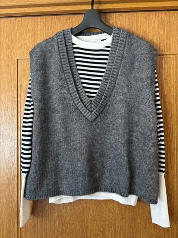 suadeo 그레이 V넥 니트 베스트