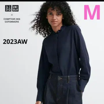 [ 유니클로 x 콩트와르 데코토니에 ] 소프트 브러쉬드 스탠드 카라 셔츠