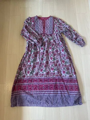 Freada 꽃무늬 긴팔 롱 원피스