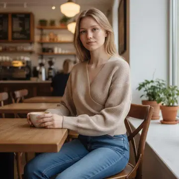 Arpege 베이지 랩 스웨터 긴팔