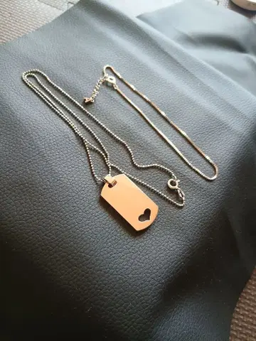 실버 925 하트 모양 택 목걸이