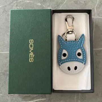 SOMES 가죽 키링 말 딱지 블루