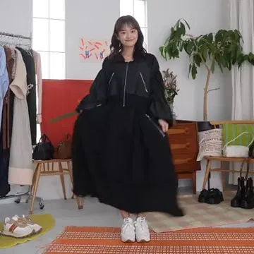 [ 즉시 구매 ] PINUE 셔링 슬리브 블루종 BLACK 선착순