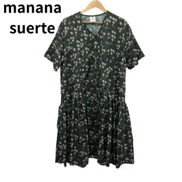 마냐나스 엘 테레사 꽃무늬 반팔 원피스 그린 계열 여성용 프리