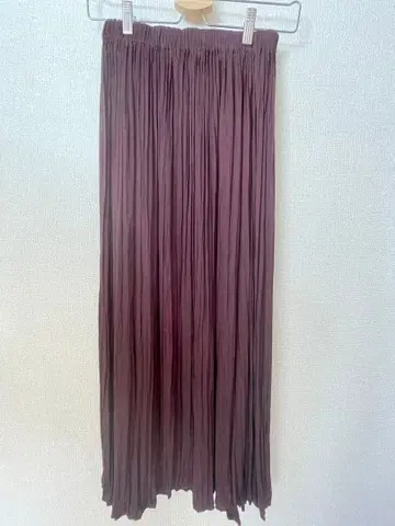 퍼플 플리츠 롱 스커트