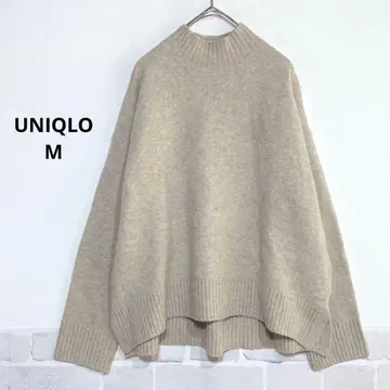 유니클로 울 블렌드 모크넥 베이지 오버 사이즈 니트 i766