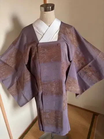 중고 일본 의류용 도효 코트 순수 실크 롱