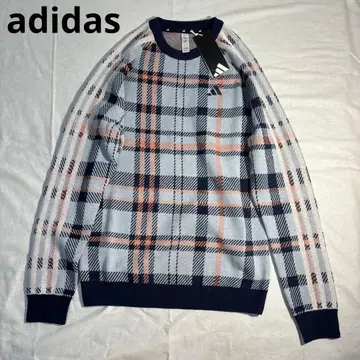 미사용 골프웨어 adidas 체크 무늬 스웨터 3 라인