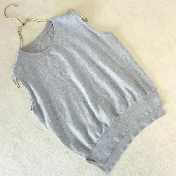 비스 썸머 니트 베스트 그레이 슬리브리스 니트탑 심플 F