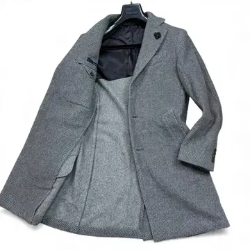 새상품급 라르디니 알파카 체스터 코트 트위드 부토니에르 남성용