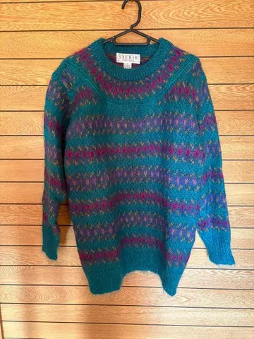 페어아일 패턴 긴팔 니트