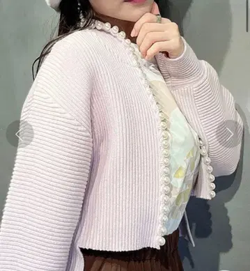 eimy 이스토아르 펄 니트 가디건 핑크 F 사이즈