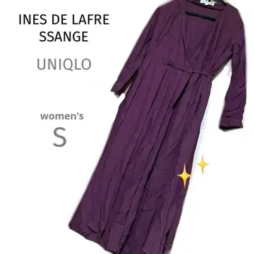 이네스 드 라 프레상쥬 콜라보 UNIQL 와인 레드 랩 롱 원피스 S