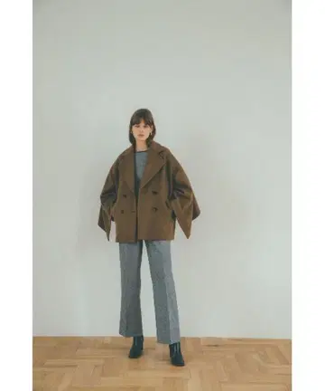 CLANE)BACK FRILL DOUBLE COAT