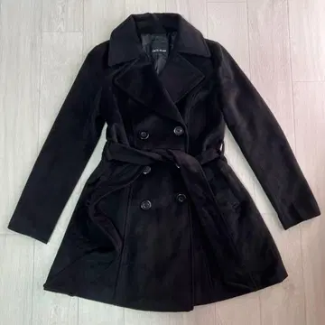 CECIL McBEE 더블 버튼 블랙 코트 벨트 포함