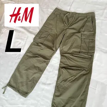 h&m 카키 카고 팬츠 와이드 새상품 L 올리브 그린 조거