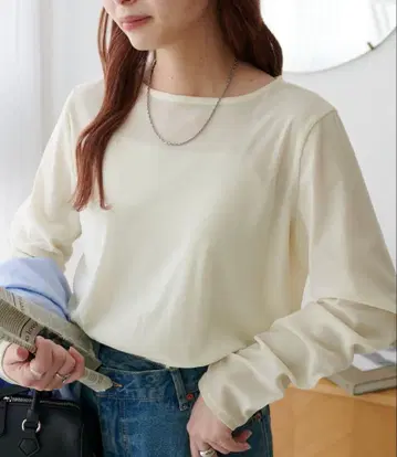 [ 새상품 택 포함 ] DISCOAT 플로키 메쉬 롱 슬리브 아이보리