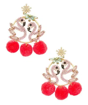 플라밍고 모티브 귀찌 kate spade