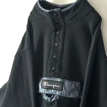 챔피온 로고 자수 하프 트레이닝복 맨투맨 L 블랙 구제 의류