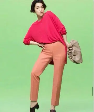 새상품급 PLST 코튼 블렌드 스틱 팬츠 L 오렌지 나카무라 안