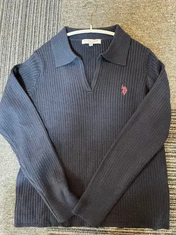 GeeRA 네이비 리브 폴로 옷깃 스웨터 M 사이즈