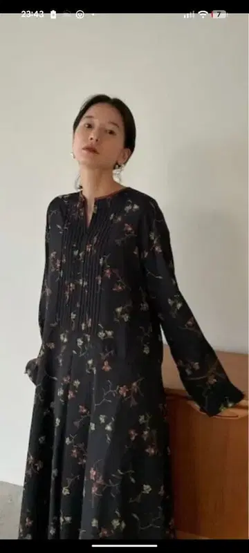 clane*드레스 플라워 핀턱 원피스