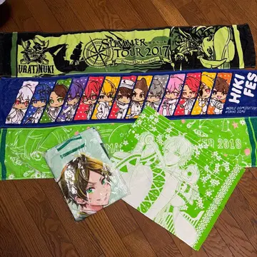 우라시마사카타센 우라타누키 머플러 타월 세트 4개 손수건 1개 세트