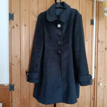 블랙 버튼 롱 코트 9AR