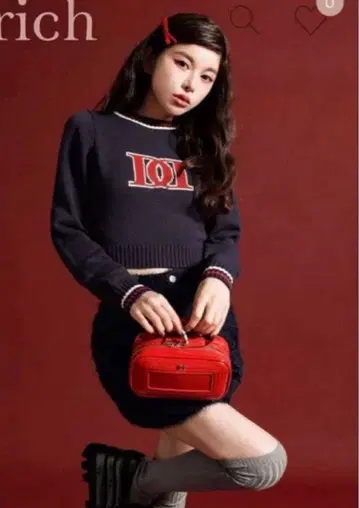 Darich 다리치 레트로 DD 로고 니트탑 네이비