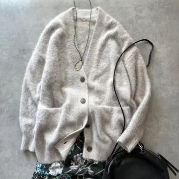 개럴개런트 복슬복슬 고급 폭스 캐시미어 가디건 그레이