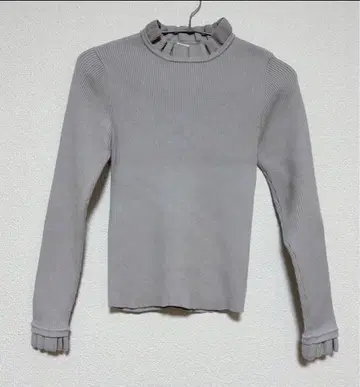 엠프리미어 프릴 넥 리브 니트 풀오버 38