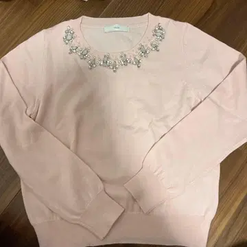 Maglie 비쥬 포함 긴팔 니트 스웨터 사이즈 9 핑크