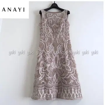 ANAYI 테이프 자수 원피스 그레이지