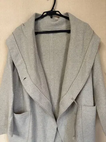 데니어 후드 부착 롱 코트