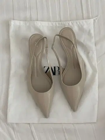 ZARA 자라 베이지 키튼힐 슬링백 슈즈