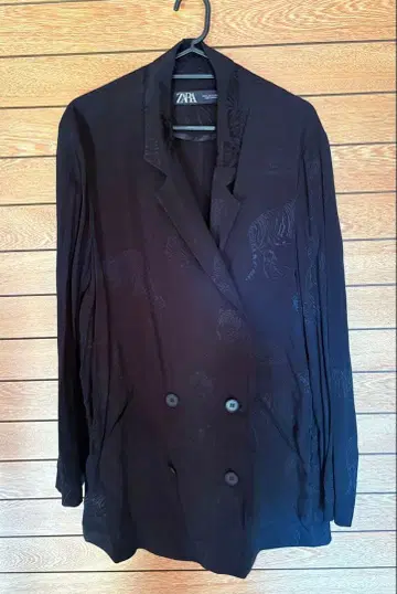 자라 블랙 호랑이 무늬 더블 브레스트 자켓