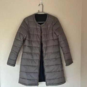 그레이 퀼팅 롱 코트