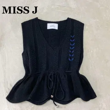 새상품급 MISS J 니트 베스트 프릴 일본제 블랙 프리 사이즈